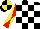 Silk - Black and White check, Red and Yellow diabolo on sleeves, quartered cap