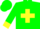 Silk - Green, yellow cross in 'v', yellow cuffs