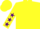 Silk - Yellow, purple 'gop', purple stars on sleeves