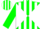 Silk - Green stamp; white diagonal quarters, white stripes on green sleeves