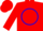 Silk - Red, blue trim, circle emblem on back