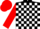Silk - Black & white blocks, red sleeves, matching cap
