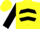 Silk - Yellow, yellow smiley face on black ball, yellow chevrons on black sleeves, yellow cap
