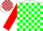 Silk - White, red, green, and black emblem, green blocks on red sleeves