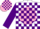 Silk - White, purple 'jh' on pink ball, pink and purple blocks on sleeves