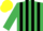 Silk - Emerald green & black stripes, yellow cap