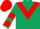 Silk - Dark green, red chevron and chevrons on sleeves, red cap