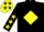 Silk - Black, yellow diamond, black sleeves, yellow stars and cap