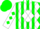 Silk - Green, white diamond stripes down front, 4 connected white diamonds back, white sleeves with green diamonds