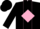 Silk - Black, pink diamond stripe, pink 'p' in pink diamond circle