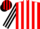 Silk - Red, black trimmed white stripes