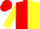 Silk - Red & yellow halves, j/b, yellow stripe on red sleeve, red stripe on yellow sleeve