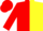Silk - Red & yellow halves, j/b, red stripe on yellow sleeve, yellow stripe on red sleeve