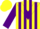 Silk - Yellow, purple '3b' purple stripes, purple chevron and cuffs on sleeves