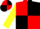 Silk - Red and black quarters, red 't', black 'm', yellow sleeves