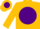Silk - Gold, 'b' on purple ball, purple band on sleeves