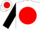 Silk - White, white emblem on red ball, black sleeves