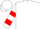 Silk - White, red circled 'r', red bars on sleeves