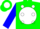 Silk - Green, green 'sf' on white ball, white dots, white ball on blue sleeves