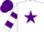 Silk - White, purple star, purple bars on sleeves, purple cap