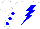 Silk - White, blue lightning bolt, blue dots on sleeves