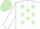 Silk - White, light green stars, white sleeves, light green cap