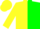 Silk - Yellow and green vertical halves, green sleeve, yellow sleeve