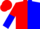 Silk - Red and blue halves, white ' rp', white lightining bolts