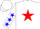 Silk - White, white 'eb' on red star, red & blue stars on slvs, white cap