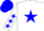 Silk - White body, blue star, white arms, blue stars, blue cap