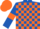 Silk - Royal blue and orange check, royal blue sleeves, orange armlets, orange cap