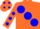 Silk - Orange, blue large spots, orange sleeves, blue spots, orange cap, blue spots