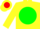 Silk - Yellow, red fighting bull on green ball, forest green bar on sleeves