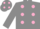 Silk - Gray, pink dots, gray sleeves, gray cap, pink dots