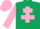 Silk - Dark Green, Pink Cross of Lorraine, sleeves and cap