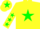 Silk - Yellow body, green star, yellow arms, green stars, yellow cap, green star