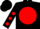Silk - Black, black 'fes' on red ball, red dots on sleeves, black cap