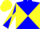 Silk - Blue and yellow diagonal quarters, blue and yellow diagonally quartered sleeves, blue and yellow cap