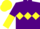 Silk - Purple, yellow triple diamond, halved sleeves, yellow cap