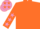 Silk - Orange, mauve stars on sleeves, mauve cap, orange stars