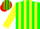 Silk - Green, red and gold emblem, yellow stripes on sleeves