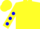 Silk - Yellow, blue circled 'w', blue dots on sleeves