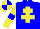 Silk - Blue body, yellow cross of lorraine, yellow arms, blue armlets, yellow cap, blue quartered