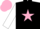 Silk - Black, pink star, white sleeves, pink cap