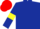 Silk - Saxe blue, yellow armlets, light blue and red quartere d cap
