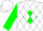 Silk - White, white 'tm' on green diamond, white diamonds on green sleeves, white cap