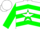 Silk - White, green star, green chevrons, white star stripe on green sleeves, white cap