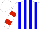 Silk - White, blue stripes, red bars on sleeves