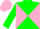 Silk - Green and pink diagonal quarters, green sleeves, pink cap