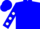 Silk - Blue, white horseshoe & 'r', white dots on slvs